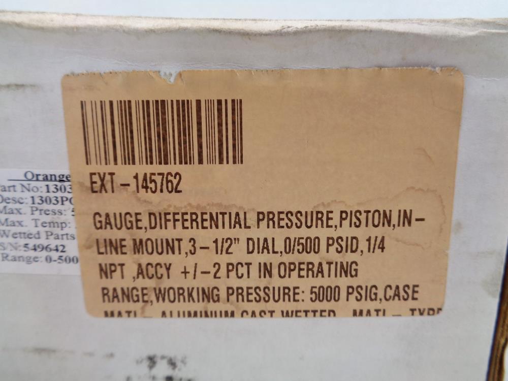 Orange Research 0 - 500 PSID Differential Pressure Gauge 1303-P98588-2